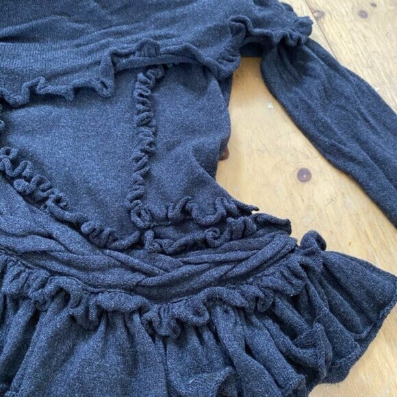 Anthropologie (S) Guinevere Dark Gray Cotton/Cashmere Sweeping Thrills Sweater - Picture 2 of 10